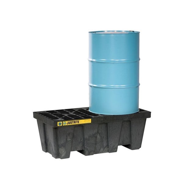 Justrite 2 Drum Plastic Pallet, In-line, without Drain, Black - 28623 28623